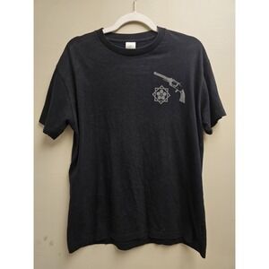 Deslawear Shirt Mens Large Black Japanese Calligraphy Revolver Graphic Tee Anime